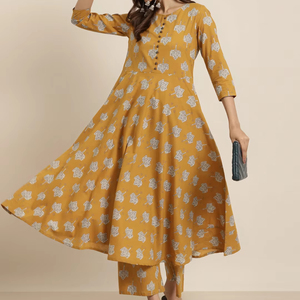 ชุดเกอร์ตาพาลาซโซผ้าฝ้ายพิมพ์ลายดอกไม้สุดชิคสำหรับผู้หญิงยาวถึงข้อเท้าลำลองระบายอากาศได้ดีเป็นมิตรกับสิ่งแวดล้อมสำหรับวันเกิด - Product Image 1