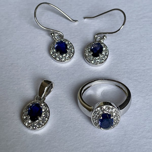 Iolite ชุดเครื่องประดับสุดคลาสสิกหรูหราหินเพชรหลักกุหลาบชุบทองคำขาวสำหรับงานแต่งงานงานหมั้นของขวัญที่สมบูรณ์แบบ - Product Image 2