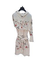 Peignoir à capuche en mousseline turque avec impression lux pour femme Serviette de plage avec impression colorée Sauna, bain, maison Hôtel Doux Séchage rapide Bon