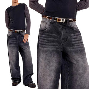 Pantalones vaqueros lavados con logotipo personalizado, pantalones vaqueros holgados a la moda, diseño de etiqueta privada unisex - Product Image 6