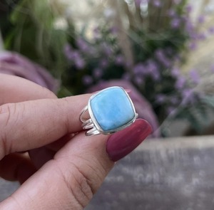 Wholesale Natural Blue Larimar <b>925</b> Sterling <b>Silver</b> Vintage Bezel Setting Gemstone <b>Ring</b> Handmade Jewelry Perfect Wedding Gift for - Product Image 2