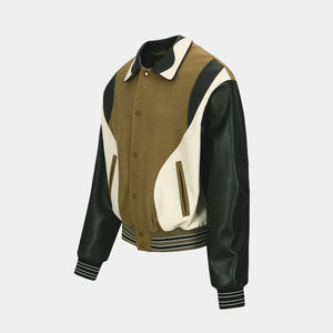 Custom Premium Baseball <b>Jacket</b> Stylish Patchwork Windbreaker Motorcycle <b>Jackets</b> With Leather Sleeve <b>Jacket</b> for <b>man</b> - Product Image 5