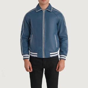 Chaquetas de cuero con logotipo personalizado para hombre-Bomber Varsity Premium con cierres de cremallera Look de ropa de calle urbana de invierno con estilo - Product Image 1