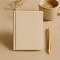 Carnet à couverture rigide en lin LABON A6, journal minimaliste uni, carnet en tissu beige neutre, logo personnalisé, cadeau OEM