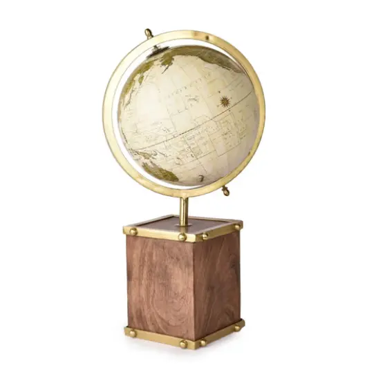 Vintage Collectible Metal Globe Wooden Stand Antique Victorian Classy Desktop Decor Brass Unique Style World Map Globe Top Sell