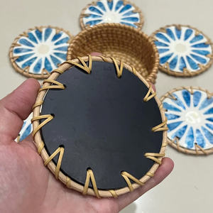 ชุดจานรองแก้วลายมุกสีน้ำเงิน งานฝีมือฝังเปลือกหอย สำหรับตกแต่งโต๊ะอาหารสุดหรู รับผลิตแบบ OEM ODM ขายส่ง - Product Image 4
