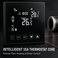Termostato Eléctrico para Calefacción por Suelo Radiante HY603WE 16A, Control Remoto por Aplicación Tuya Smart, Bloqueo Infantil y Anticongelamiento, Suministro Directo de Fábrica
