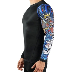 High Quality Custom Made <b>Men's</b> Rash Guards 100% Breathable Fabric OEM <b>Compression</b> Sublimated Printed Long Sleeves High Quality - Product Image 2