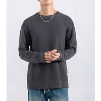 Vêtements coréens pour hommes sans logo, pull à col rond pour hommes, sweat-shirt à col rond, pull en tricot pour hommes