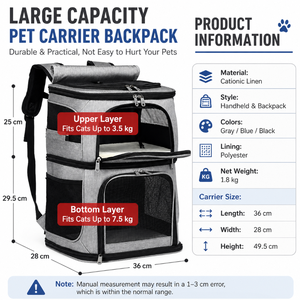 Breathable Waterproof Foldable Pet <b>Backpack</b> Carrier Large Space Cat Dog Travel Bag Double Shoulder Outdoor Pet Carrier - Product Image 4