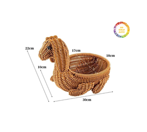 Cesta tejida de ratán para animales, pollo, pato, ciervo, bandeja de almacenamiento de frutas, cesta de almacenamiento para aperitivos hecha a mano - Product Image 2