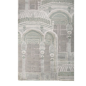 Alfombra Khidki LRB-1713 de Lana y Seda de Bambú, Tejida a Mano, Color Marfil, Diseño Rectangular con Patrón de Rompecabezas, para Sala de Estar, Pasillo y Hogar - Product Image 4