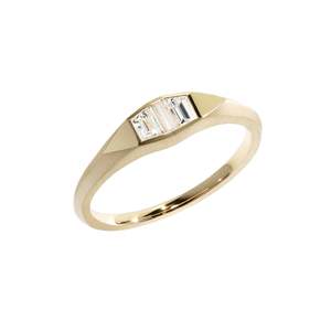 Anillo de Diamantes con Bisel de Oro de Acero Inoxidable Blanco y Amarillo de 18K, Joyería Fina con Piedras Preciosas para Boda con Tecnología de Incrustación - Product Image 1