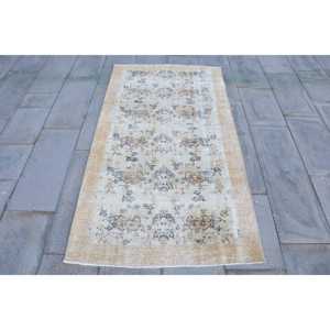 3.2x6.2 ft Accent Vintage Rug, Turkish Rug, <b>Brown</b> White Moroccan <b>Wool</b> Rug - Product Image 1
