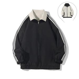 Veste Réversible Coton Manteaux Chauds Lettre Noir N ° 8 Billard Brodé Revers Surdimensionné Fermeture Éclair Hommes Femmes Veste Manteaux Chauds - Product Image 2