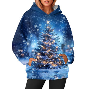 Sudadera Navideña de Alta Calidad 2026, Talla Grande, 100% Algodón, Tejido Grueso de Felpa Francesa, Estilo Cuadrado, con Estampado, Cierre de Cremallera - Product Image 6