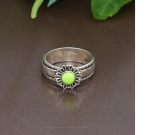 Gaspeite <b>Spinner</b> <b>Ring</b> for Women Handmade in 925 Sterling Silver Natural Green Gemstone <b>Ring</b> Unique Artisan Engagement <b>Ring</b> - Product Image 1