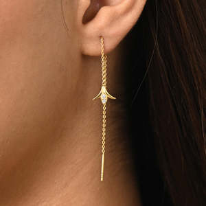NOVAMART Fine Floral 925 Sterling Silver Drop <b>Earrings</b> with <b>Threader</b> Design Wholesale Export - Product Image 4