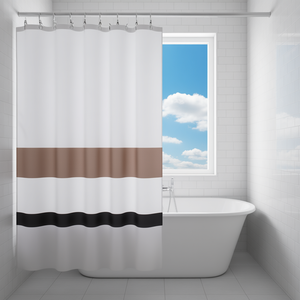 Cortina de Ducha de Tela LIVING Blanca, Marrón y Negra TTE 1323 1230 (120x200cm) para Gedy - Product Image 3