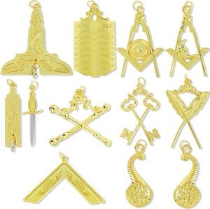 Ensemble de bijoux de collier de qualité supérieure pour les frères de la loge maçonnique - Régalia officielle pour les membres de la loge - Product Image 1