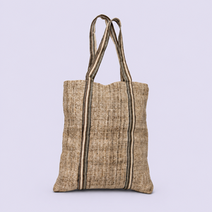 Bolso de Hombro Bohemio de Cáñamo con Patrón a Rayas, Estilo Moderno para Mujer, Dos Asas, Cierre de Cremallera, Forro de Poliéster Impermeable para Otoño - Product Image 1