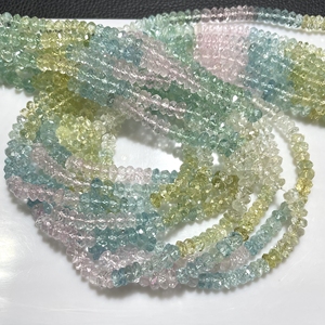 Cuentas de piedras preciosas de Aguamarina natural de alta calidad, forma de Rondelle multifacética para la fabricación de joyas, cuentas al por mayor - Product Image 1