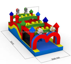 Chateau gonflable commercial combo avec toboggan et parcours obstacles pour location et evenements - Product Image 2