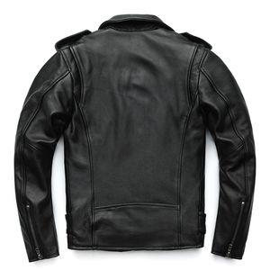 Veste en cuir de veau naturel pour homme, veste moto décontractée, manches épaisses pour l'hiver, taille plus, saison d'automne, fermeture éclair, peau de crocodile - Product Image 5