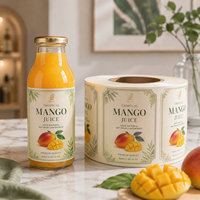 Rouleaux d'étiquettes personnalisées pour jus de fruits, autocollants imperméables imprimés pour bouteilles de boissons, étiquettes en rouleau de plastique pour emballage de boissons