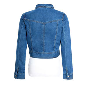 Chaqueta Vaquera Corta Azul de Alta Calidad para Mujer, Ropa Casual con Forro de Algodón, Lana y Lino, Servicio OEM de Otoño - Product Image 6