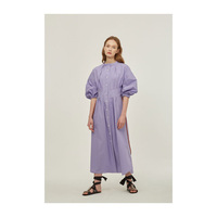 [foceps] 2025-01-F Robe en mousseline élégante et douce à col licou et manches mi-longues, silhouette droite flatteuse et féminine, naturelle