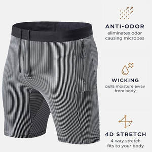กางเกงขาสั้นผู้ชายสำหรับวิ่งออกกำลังกายกลางแจ้งกางเกงรัดรูปแบบลำลองยืดหยุ่นแห้งเร็วแบบเรียบง่ายสีพื้นสำหรับฤดูร้อน - Product Image 3