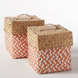 Boîtes de stockage en jonc de mer les plus vendues petite boîte de garde-manger en paille colorée du vendeur en gros de confiance du Vietnam - Product Image 1