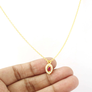 925 <b>Sterling</b> <b>Silver</b> Ruby Marquise <b>Necklace</b> - Minimalist <b>Necklace</b> - July Birthstone <b>Necklace</b> For Her - Birthday Gift - Product Image 1