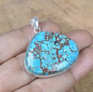 <b>Blue</b> Turquoise Pear Pendant 925 Sterling Silver Handmade Gemstone Jewelry Women December Birthstone Gift - Product Image 6