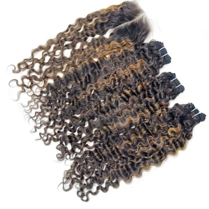 Hot Selling High Quality Raw Hair Burmese <b>Curly</b> Customized Color <b>Bundles</b> to Make Wigs From Real Human Hair - Product Image 1