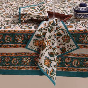 Wholesale Hand Block Print Multi Colour Floral <b>Table</b> Cover for Banquets Hotel Bohemian Style Embroidered Cotton <b>Table</b> <b>Cloth</b> - Product Image 4