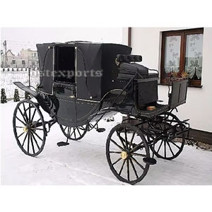 Chef-d 'œuvre Noir Barouche-Landau Calèche Style moderne Calèche tirée par des chevaux Angleterre Royal Black Horse Wagon/Carriage Europe - Product Image 1