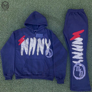 Conjunto de pantalones de chándal Acampanados para correr de lana de algodón 100% con capucha de corte regular de alta calidad para hombre personalizado para logotipo - Product Image 3
