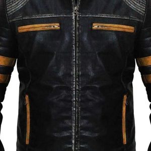 Chaqueta de Cuero Genuina Personalizada para Hombre, Estilo Bomber, con Bordado, Impermeable y Cortavientos, con Cierre de Cremallera, para Motocicleta - Product Image 6