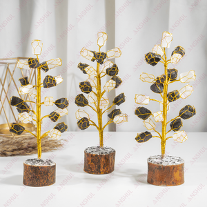Venta Exclusiva: Árboles de Piedras Preciosas de Selenita y Turmalina Negra de Alta Calidad, Grado AAA, Diseño Lujoso, 21 Piezas, Base de Madera Natural - Product Image 5
