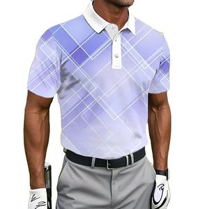 Chemises décontractées pour hommes à manches courtes, respirantes, écologiques, anti-plis, séchage rapide, imprimées numériquement, en polyester/coton, à col revers - Product Image 1