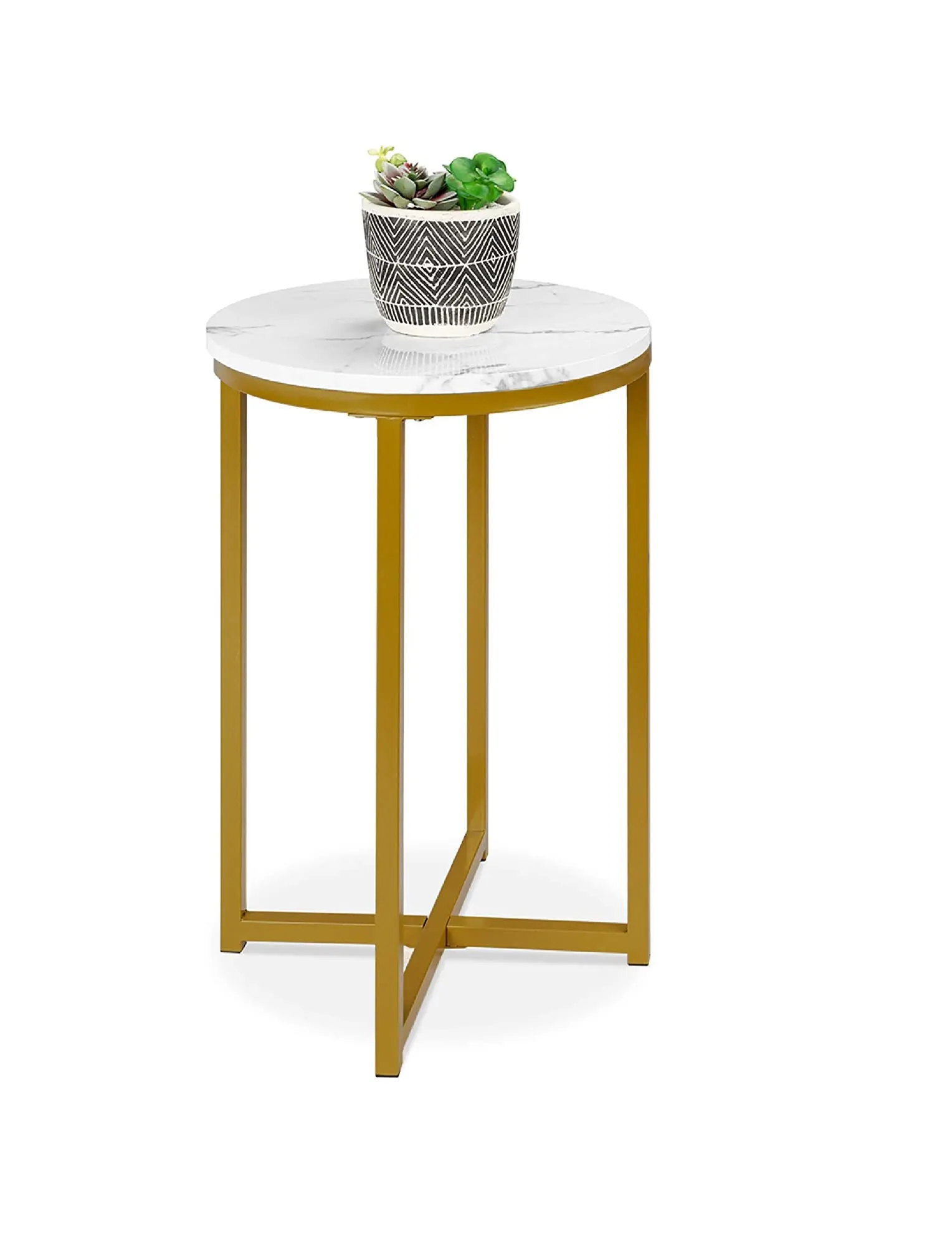 Mobili di lusso in oro tavolino con marmo rotondo moderno piccolo accento fine tavolo per soggiorno