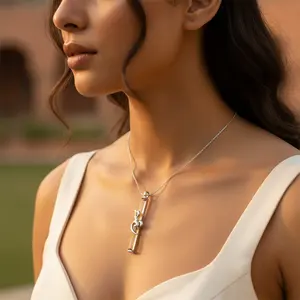 Colgante de Plata 925 con Piedra para Uso Diario, Chapado en Rodio, Oro Rosa y Platino, con Diseño de Números - Product Image 1