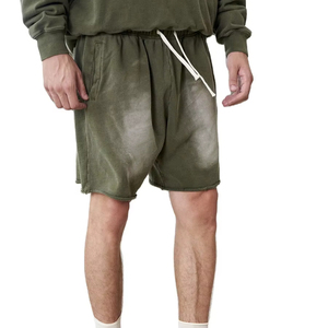 Pantalones cortos de gimnasio atléticos de moda para hombre personalizados profesionales 100% algodón ecológico holgados peso pesado lavado ácido estilo de calle alta - Product Image 1