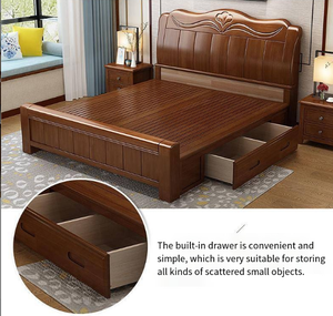 Sang trọng Vua Kích thước khung giường Hiện Đại Đồ nội thất phòng ngủ khách sạn đồ nội thất gỗ rắn lưu trữ khung giường - Product Image 5