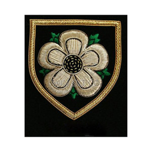 Best Quality Hand Embroidered Bullion Wire Blazer <b>Badges</b> Customized Size Leather Brass Material With Lace Decoration Custom Logo - Product Image 3