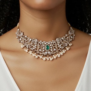 New Launch Fancy Gajaah 925 Sterling <b>Silver</b> <b>Choker</b> Necklace & Earrings Set Pure <b>Silver</b> Bridal & Festive Jewellery for Women - Product Image 1