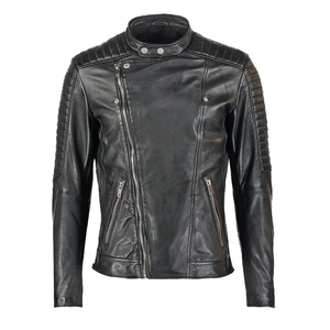 Veste en cuir à revers mince sur mesure nouveau manteau court vêtements de moto veste en cuir imperméable pour hommes - Product Image 1