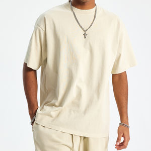 Camiseta de punto con letras para hombre, camiseta lavada de algodón para hombre, camiseta de decapado de marca, Puffs personalizados, bordado impreso de gran tamaño - Product Image 1